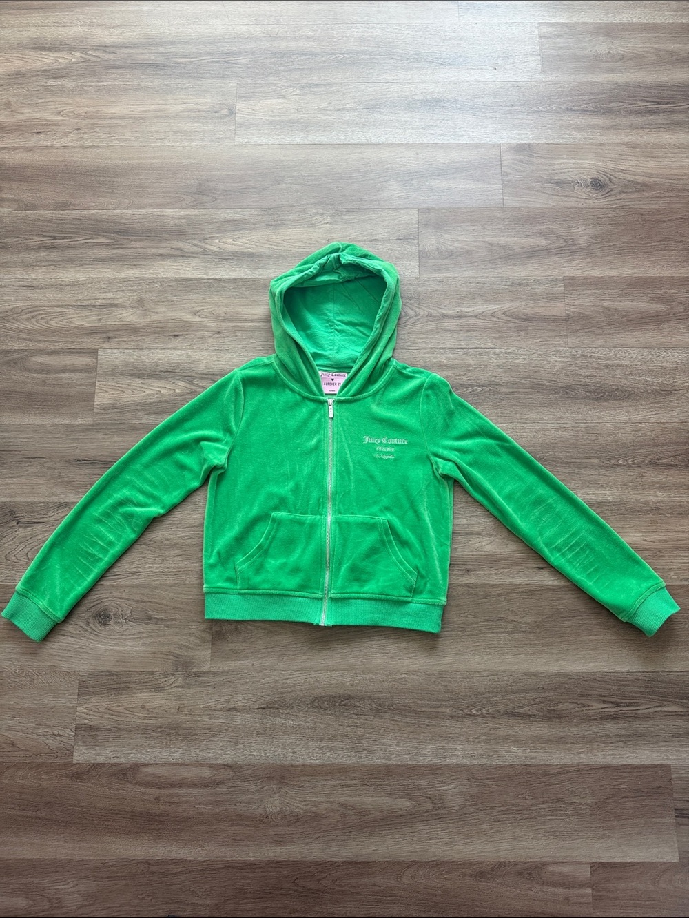 Juicy Couture Bright Green Velour Zip Hoodie